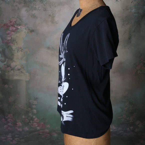 Disney Store Minnie Mouse V-neck T Black Sz Lg - Picture 4 of 7